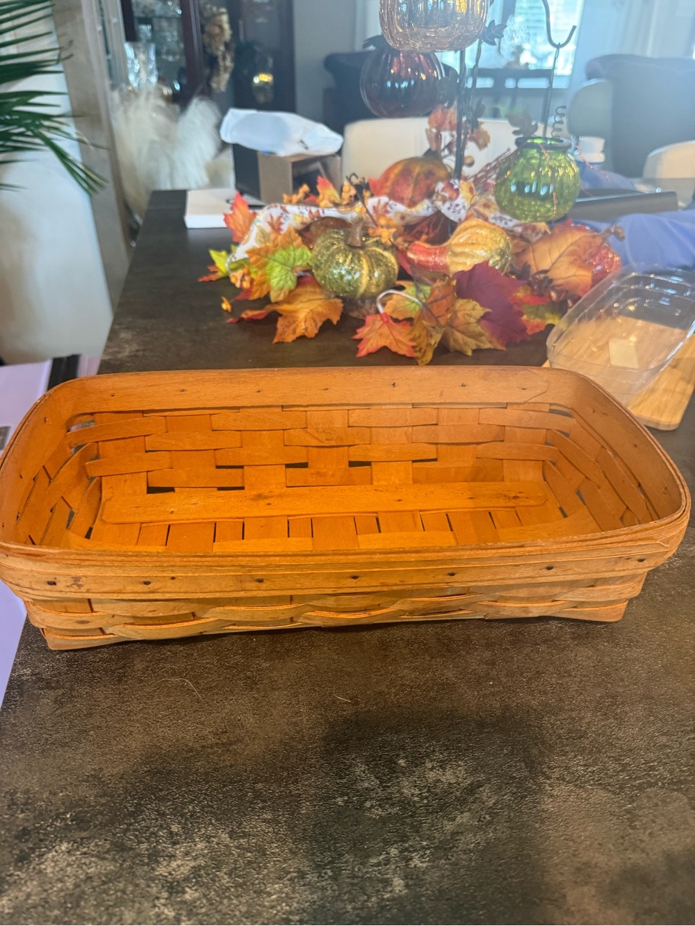 Longaberger Handwoven Rectangular Woven Basket - Natural Brown
